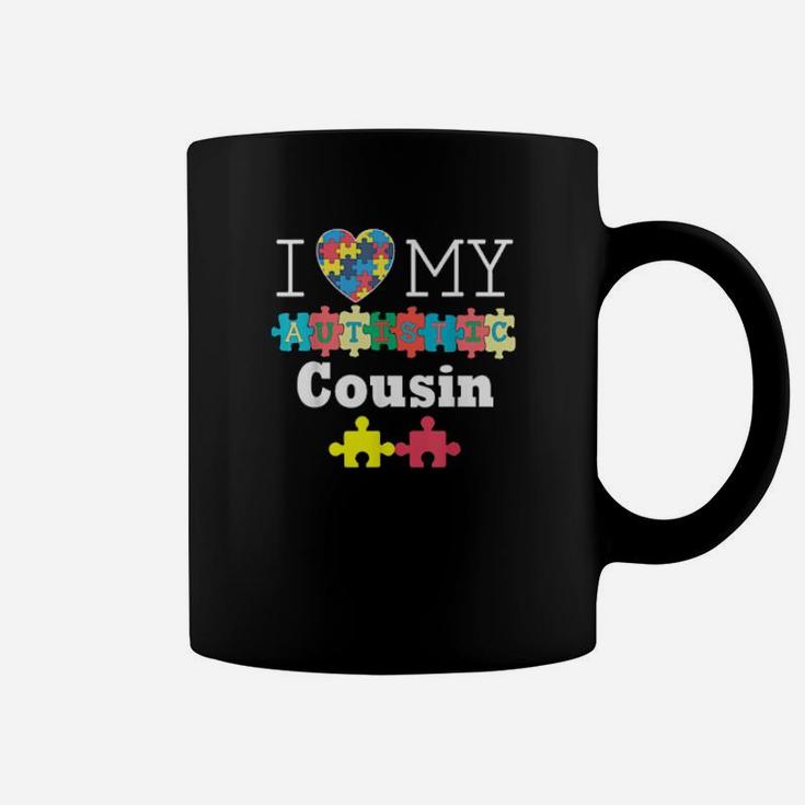 I Love My Autistic Cousin Autism Awareness Day Rainbow Coffee Mug