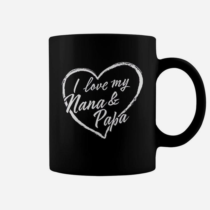 I Love My Nana And Papa In White Heart Coffee Mug