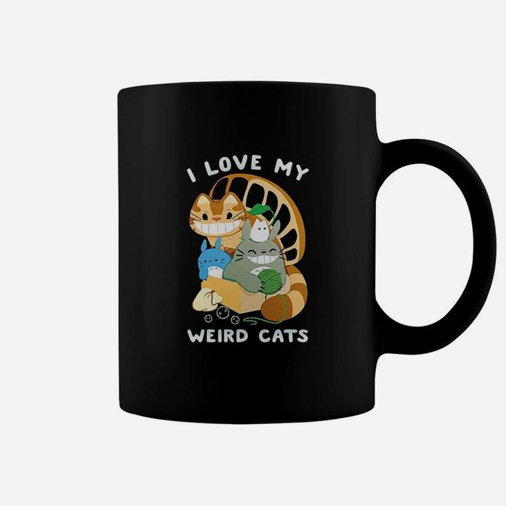I Love My Weird Cats Black Coffee Mug
