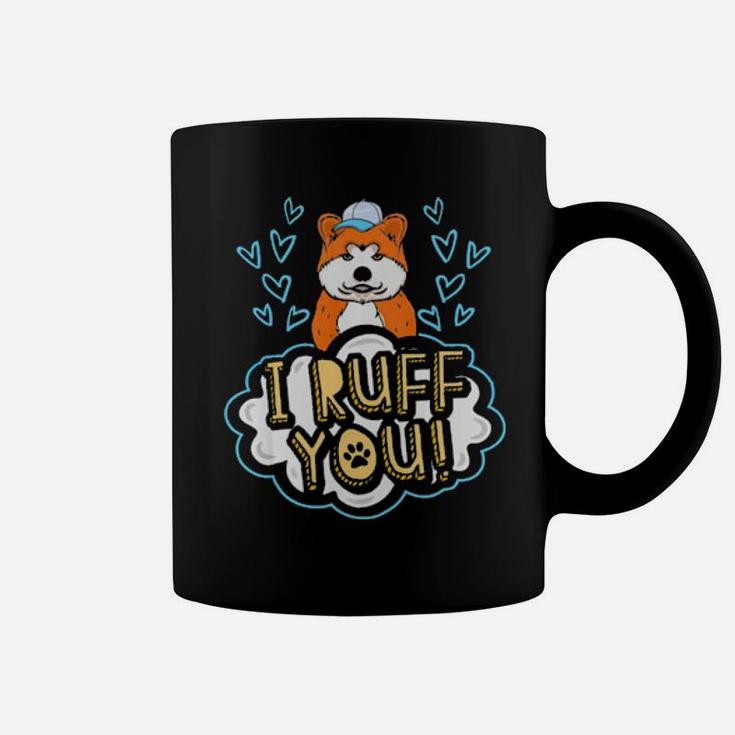 I Ruff You Akita Dog  Cute Dog Valentines Day Gift Coffee Mug