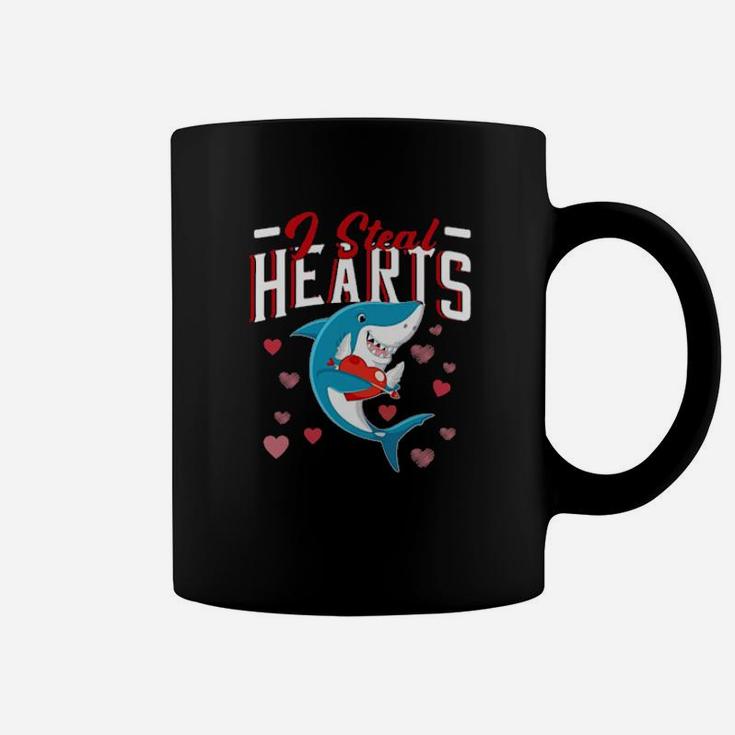 I Steal Hearts Shirt Valentines Day Boys Girls Gift Shark Coffee Mug