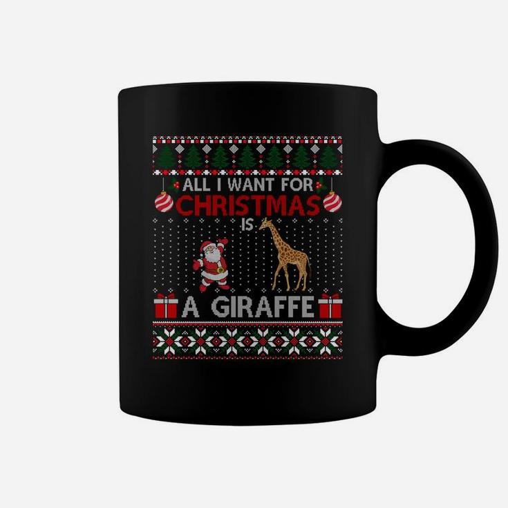 I Want For Christmas Is A Giraffe Ugly Sweater Santa Elf Sweatshirt Coffee Mug