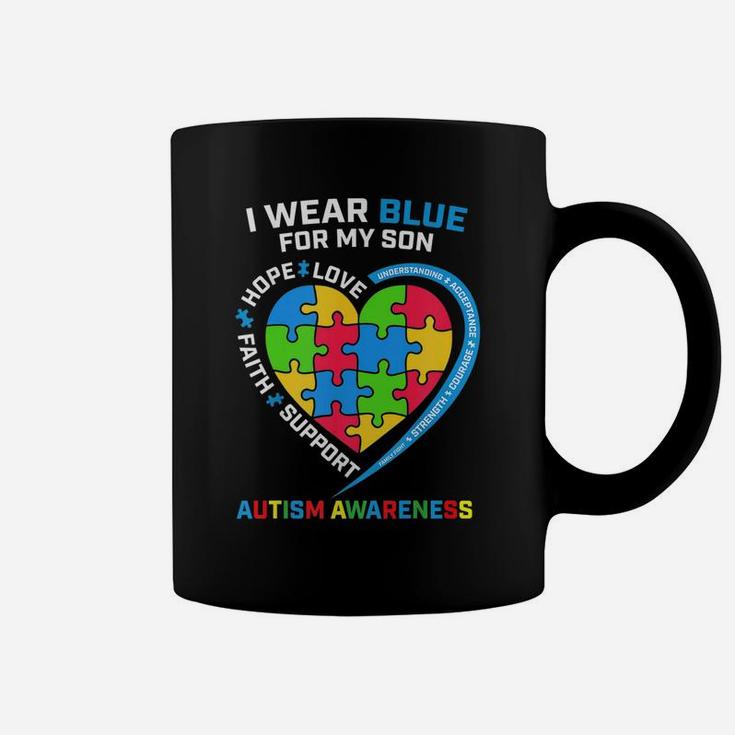 I Wear Blue For My Son Autism Awareness Coffee Mug