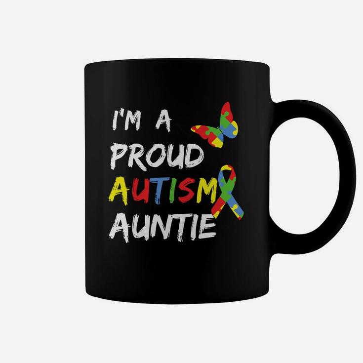 I'm A Proud Autism Auntie Awareness Puzzle Ribbon Aunt Coffee Mug