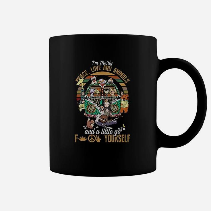 Im Mostly Peace Love And Animals And A Little Go Fck Yourself Hippie Vintage Retro Coffee Mug