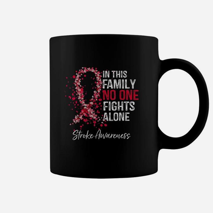In This Family No One Fights Alone Stroke Awareness Survivor Coffee Mug
