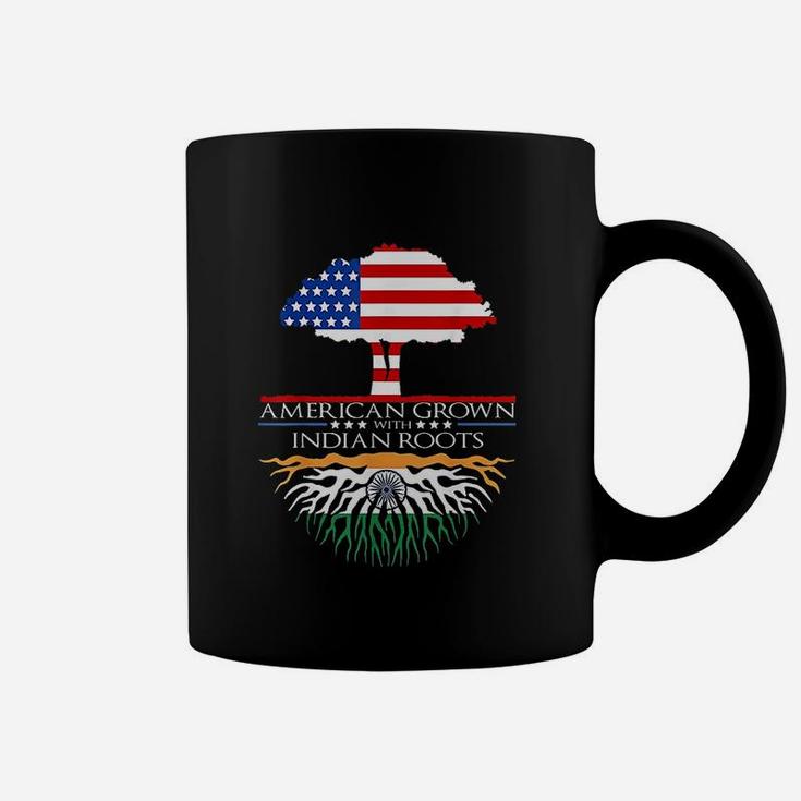 Indian Roots American Grown Tree Flag Usa India Asian Coffee Mug