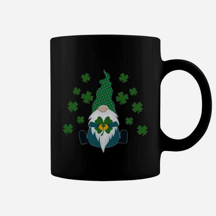 Irish Gnome Holding Shamrock Green Plaid St Patrick Day Coffee Mug