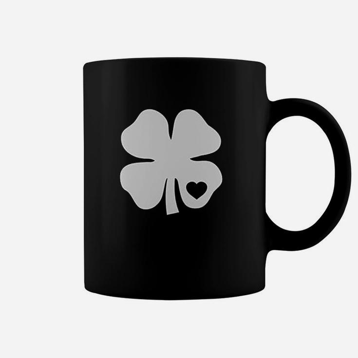 Irish Shamrock White Clover Heart St Patricks Day Women Coffee Mug