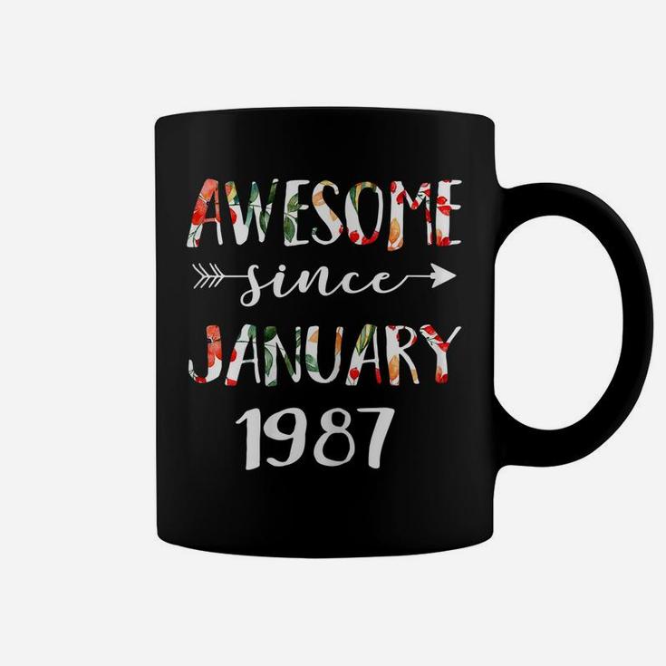 January Girls 1987 Birthday Gift 34 Years Awesome Since 1987 Coffee Mug