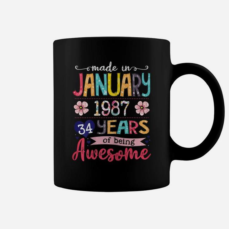 January Girls 1987 Birthday Gift 34 Years Old Made In 1987 Coffee Mug