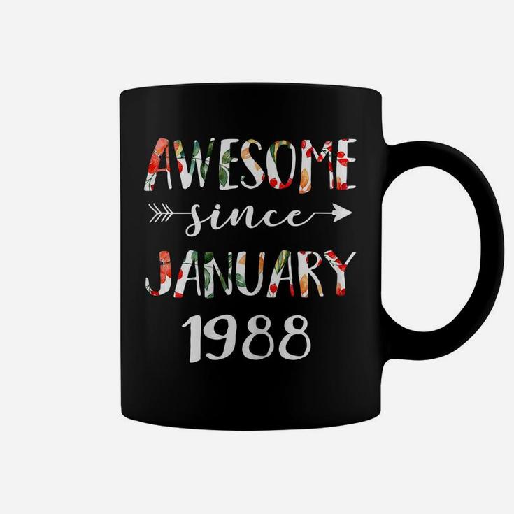 January Girls 1988 Birthday Gift 33 Years Awesome Since 1988 Coffee Mug