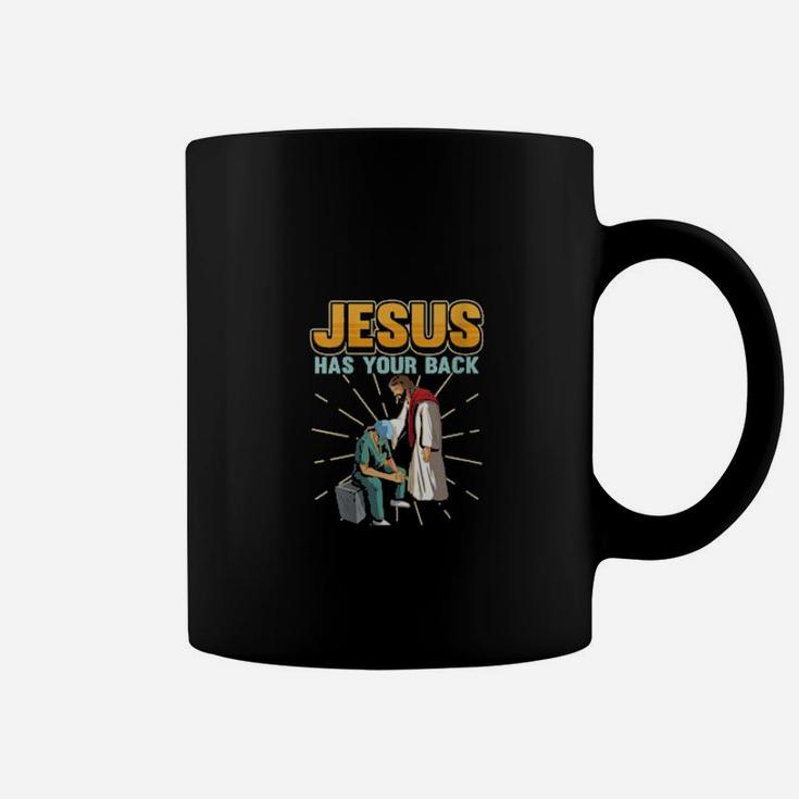 Jesus Has Your Back Front Liners Pray Nurse Doctor New Hero Coffee Mug