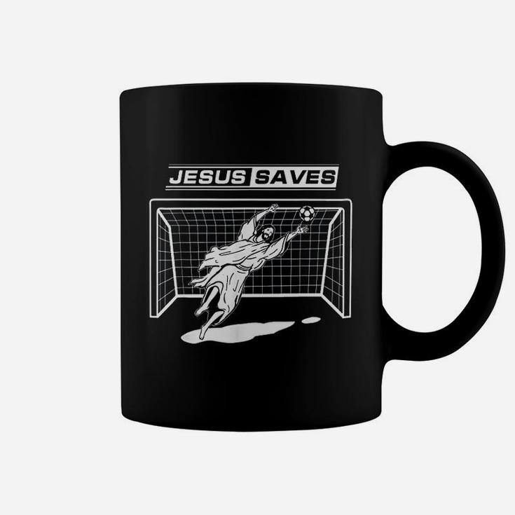 Jesus Saves Christ Soccer Goalie Gift Girls Boys Men Coffee Mug