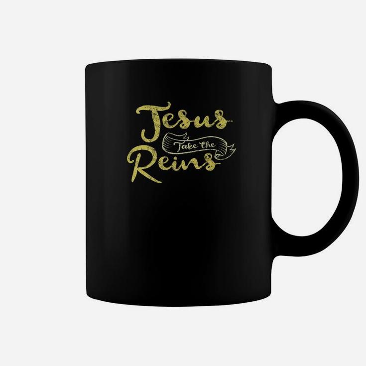 Jesus Take The Reins Christian Rodeo Distressed Coffee Mug