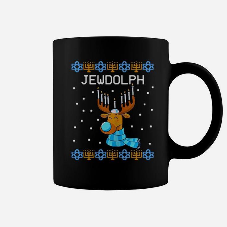 Jewdolph Ugly Hanukkah Reindeer Menorah Chanukah Coffee Mug