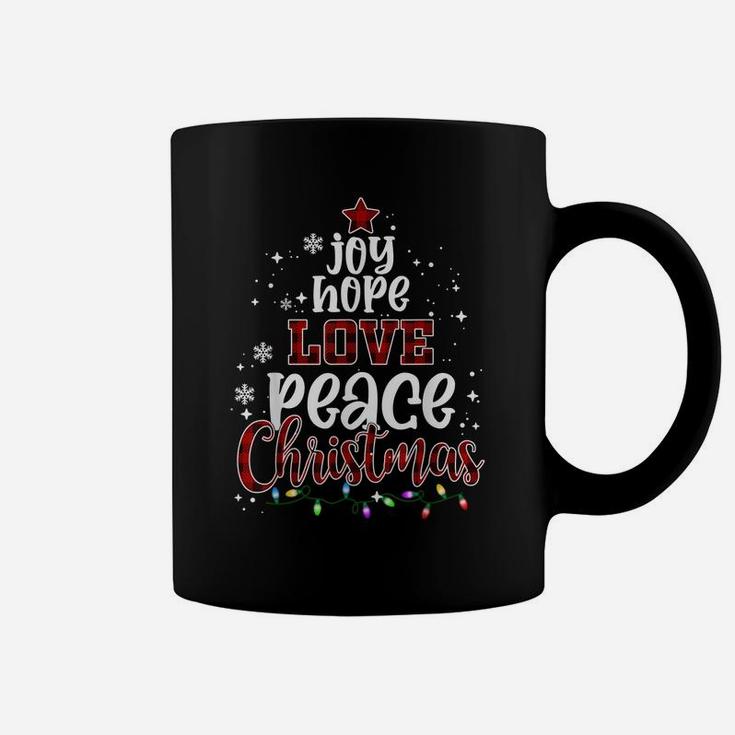 Joy Hope Love Peace Christmas Buffalo Plaid Christmas Pajama Coffee Mug