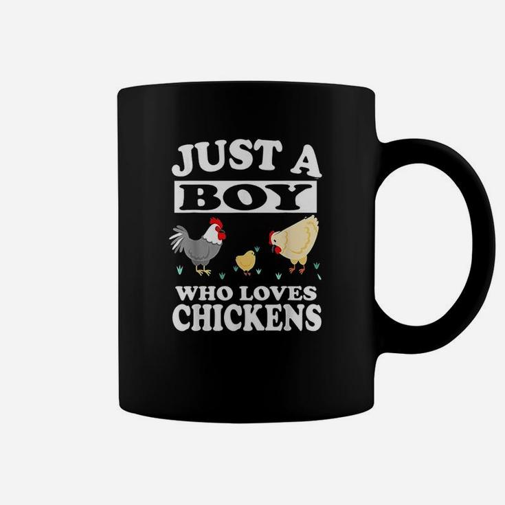 Just A Boy Who Loves Chickens Farm Chicken Gift Coffee Mug
