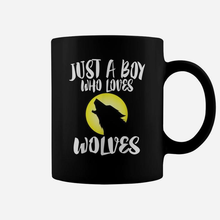 Just A Boy Who Loves Wolves Nature Lover Gift Wolf Coffee Mug