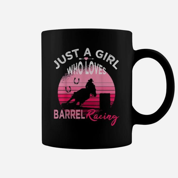 Just A Girl Who Loves Barrel Racing Horse Rodeo Cowgirl Pink Coffee Mug