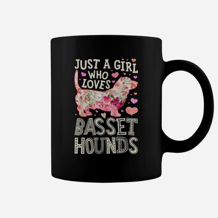 Just A Girl Who Loves Basset Hounds Dog Flower Floral Gifts Coffee Mug
