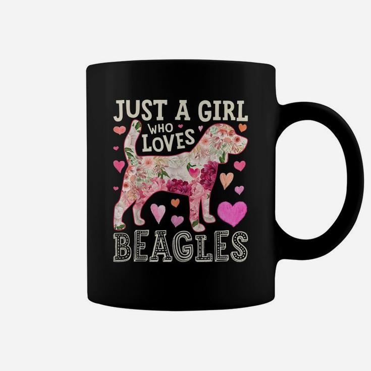 Just A Girl Who Loves Beagles Dog Silhouette Flower Gifts Coffee Mug