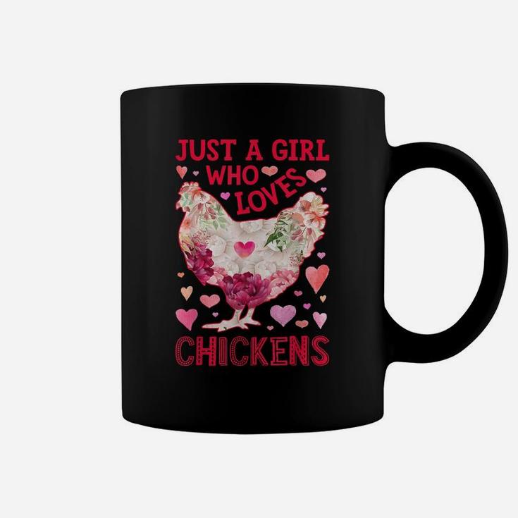 Just A Girl Who Loves Chickens Chicken Silhouette Flower Coffee Mug