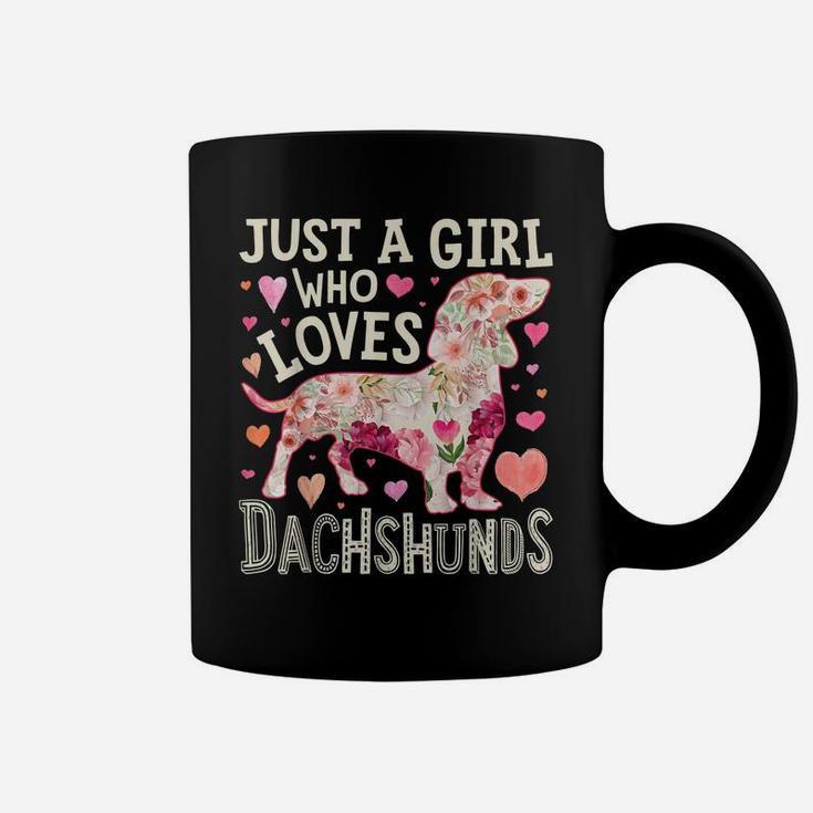 Just A Girl Who Loves Dachshunds Dog Silhouette Flower Gifts Coffee Mug