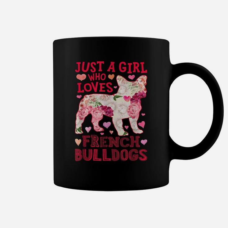 Just A Girl Who Loves French Bulldogs Dog Silhouette Flower Coffee Mug