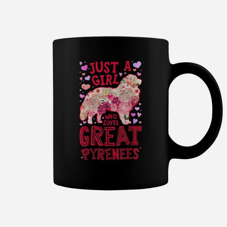 Just A Girl Who Loves Great Pyrenees Dog Flower Floral Gifts Coffee Mug