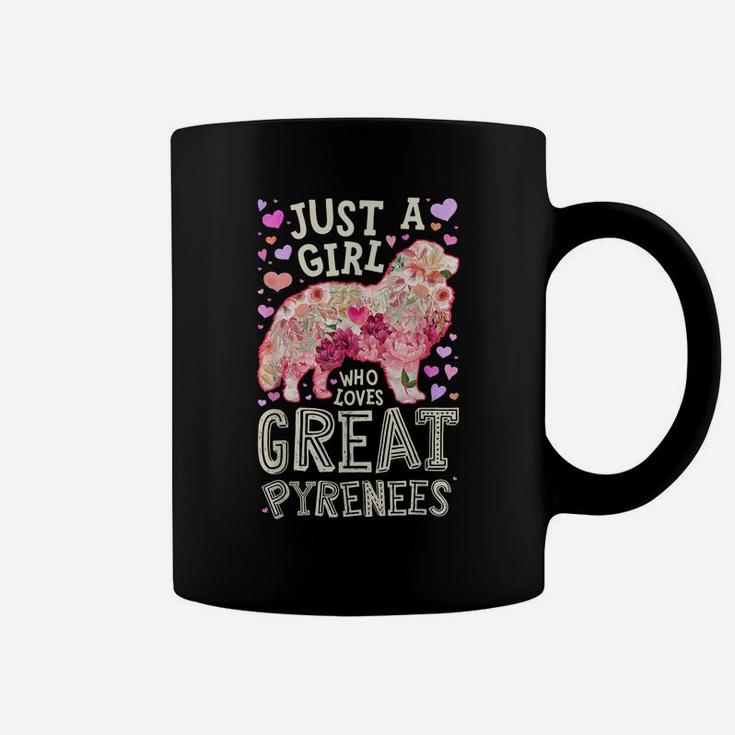 Just A Girl Who Loves Great Pyrenees Dog Flower Floral Gifts Coffee Mug