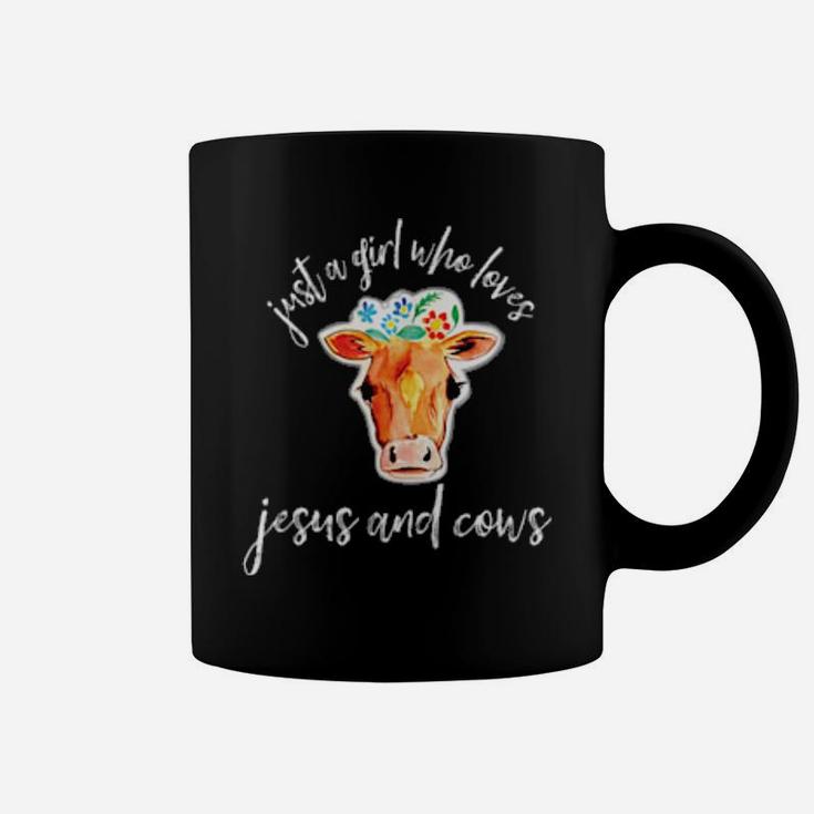Just A Girl Who Loves Jesus And Cows Farmer Christian Coffee Mug