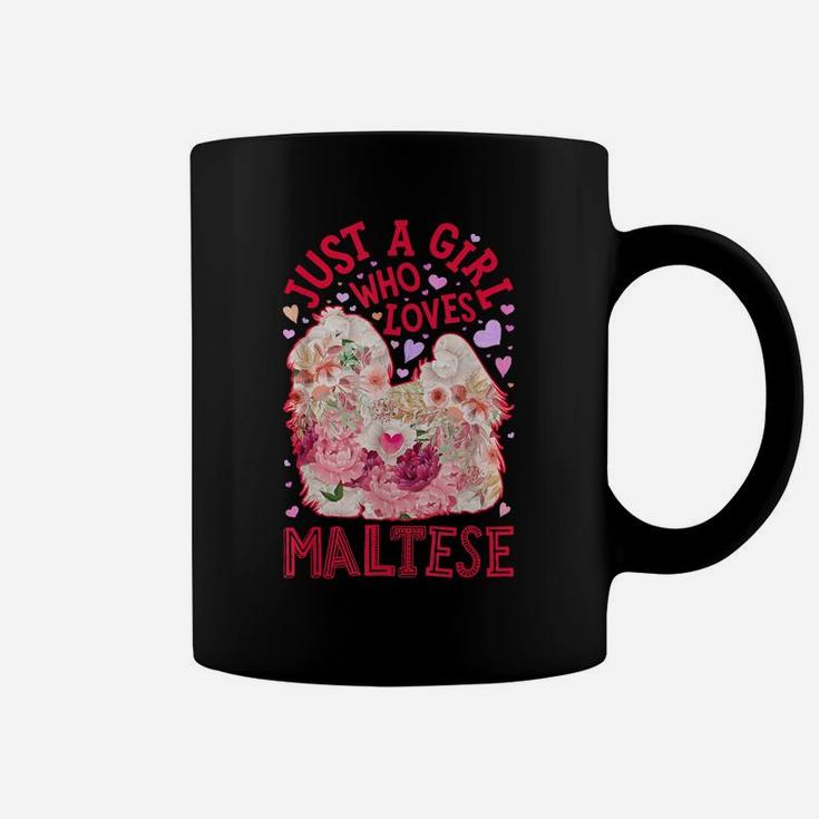 Just A Girl Who Loves Maltese Dog Flower Floral Gifts Women Coffee Mug