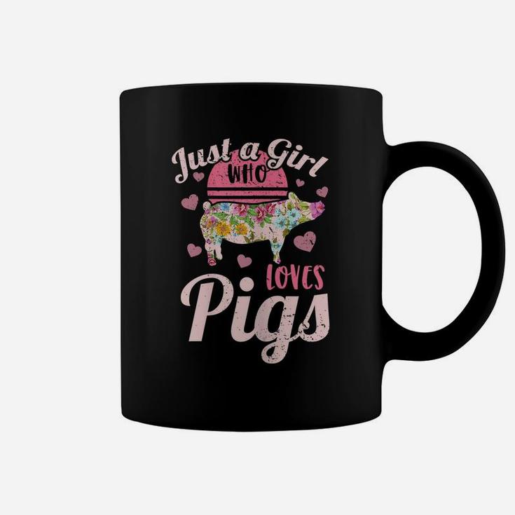 Just A Girl Who Loves Pigs Farm Farmer Flower Pig Coffee Mug