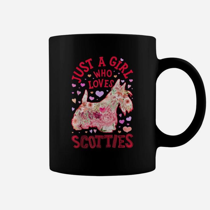Just A Girl Who Loves Scotties Scottish Terrier Dog Flower Coffee Mug