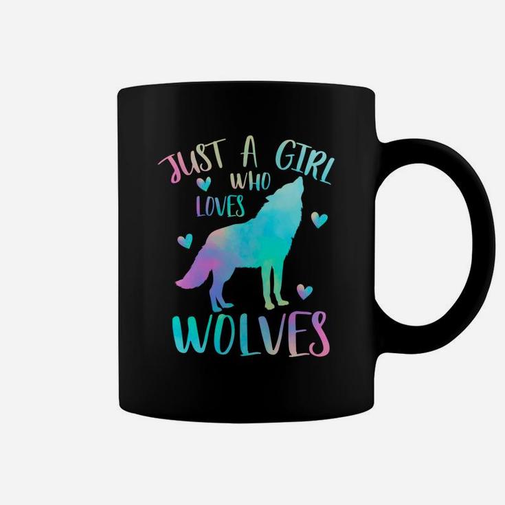 Just A Girl Who Loves Wolves Watercolor Cute Wolf Lover Gift Coffee Mug