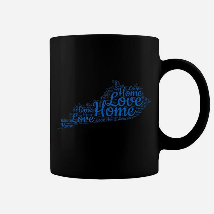 Kentucky Home State Map Gift Ky Blue Love Type Map Present Coffee Mug