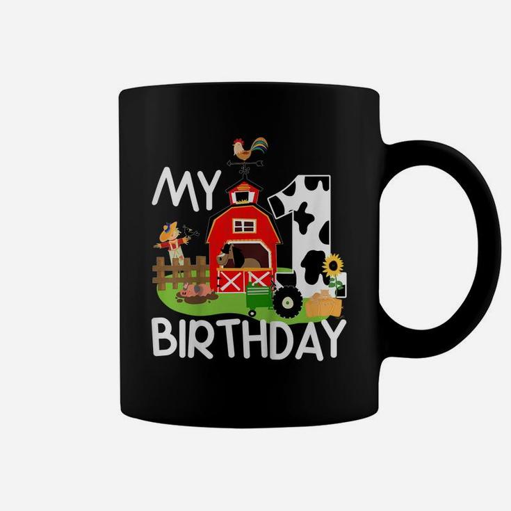 Kids 1St Birthday Shirt Farm Tractor Pig Horse Cow Chicken Cat Coffee Mug