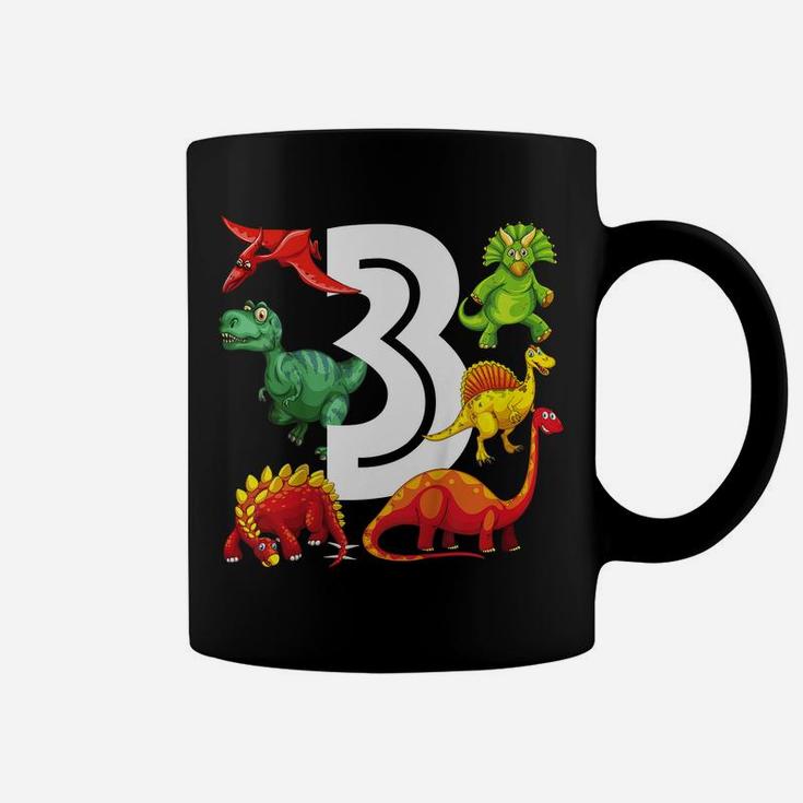 Kids 3 Year Old Dinosaur Birthday Party Dino Theme Boys 3Rd Gift Coffee Mug