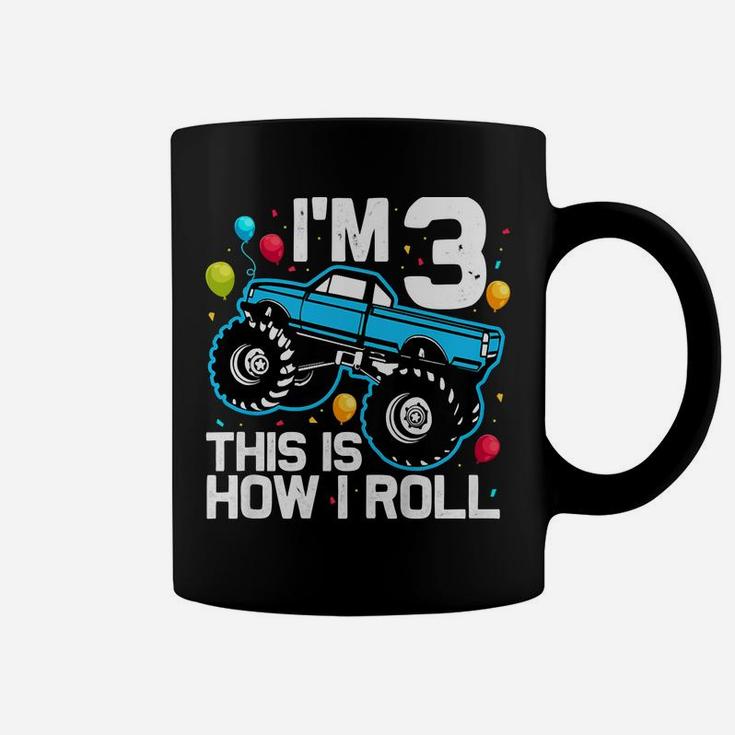 Kids 3 Year Old Shirt 3Rd Birthday Boy Monster Truck Car Coffee Mug