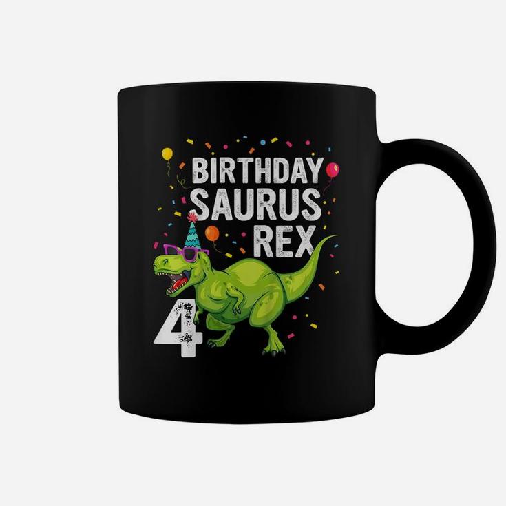 Kids 4 Year Old Birthday Boy Girl Dinosaur T Rex Family Matching Coffee Mug