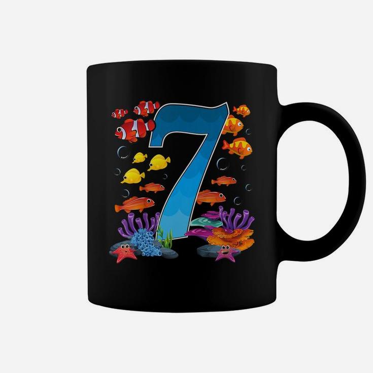 Kids 7 Year Old Under The Sea Birthday Ocean Fish Theme 7Th Gift Coffee Mug