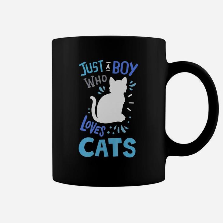 Kids Cat Just A Boy Who Loves Cats Gift For Cat Lovers Coffee Mug