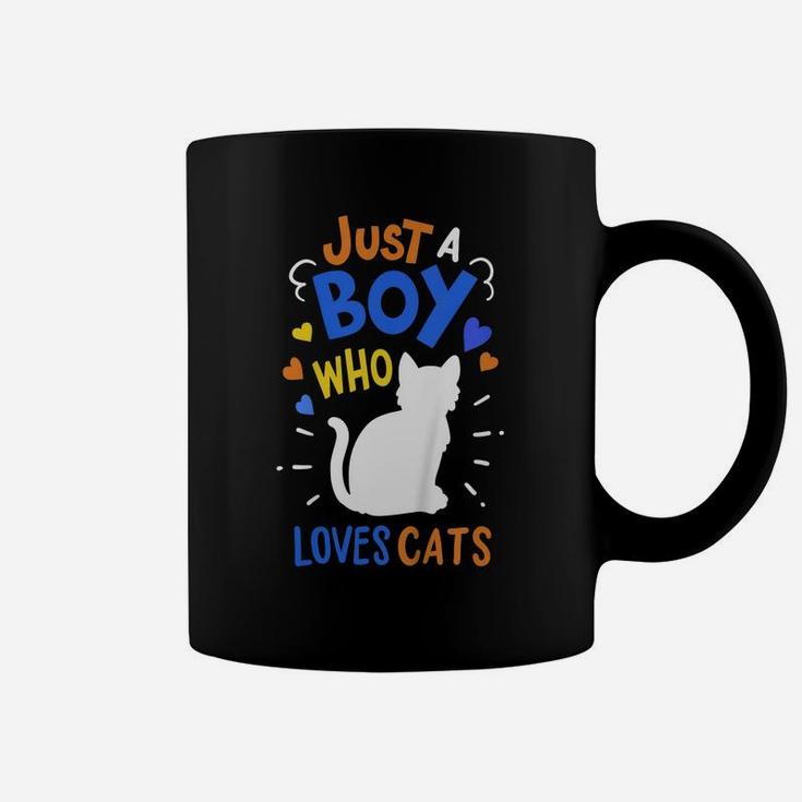 Kids Cat Just A Boy Who Loves Cats Gift For Cat Lovers Coffee Mug