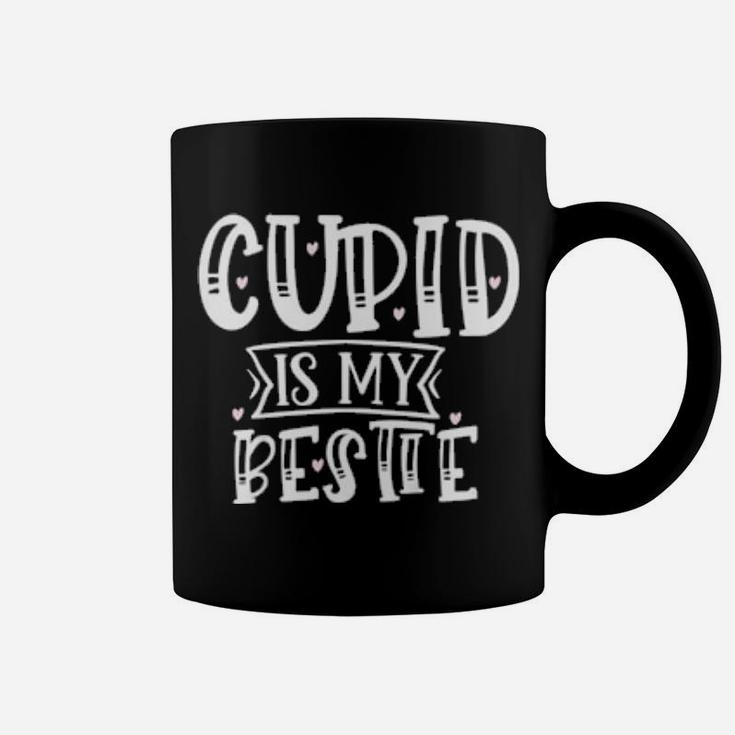 Kids Cute Valentines Day And Girls Cupid Is My Bestie Coffee Mug