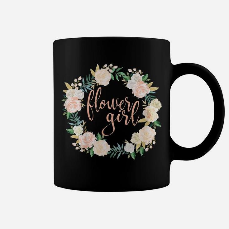 Kids Flower Girl  Blush Floral Wreath Wedding Coffee Mug