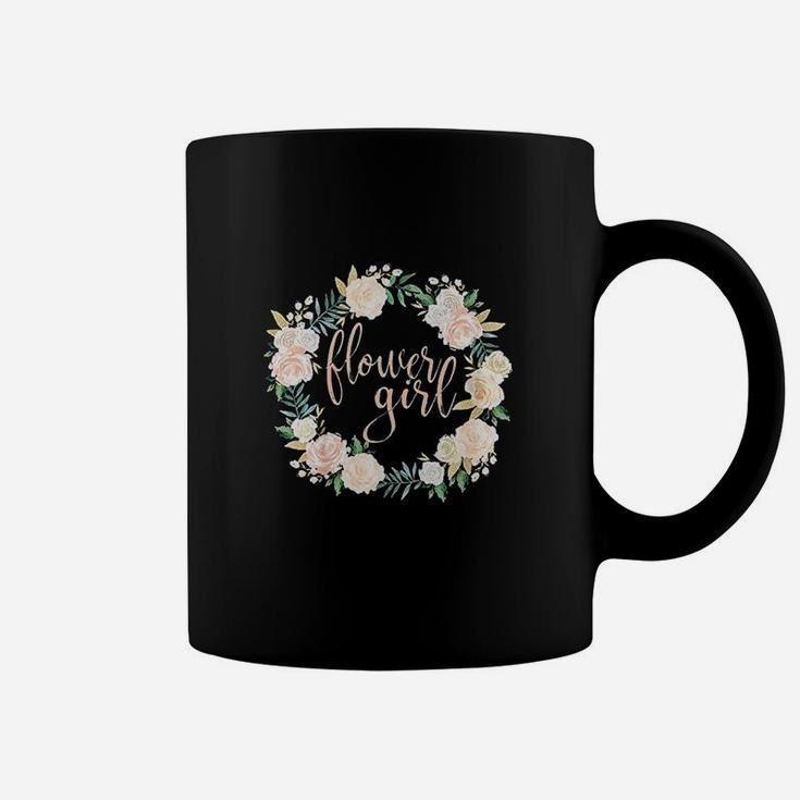 Kids Flower Girl Blush Floral Wreath Wedding Coffee Mug