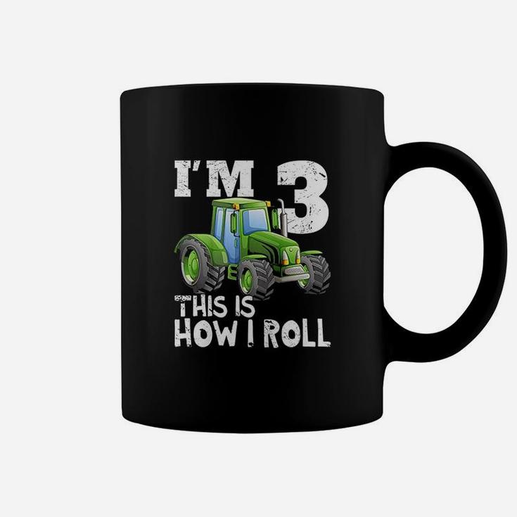 Kids Green Farm Tractor 3Rd Birthday Party Gift 3 Year Old Coffee Mug