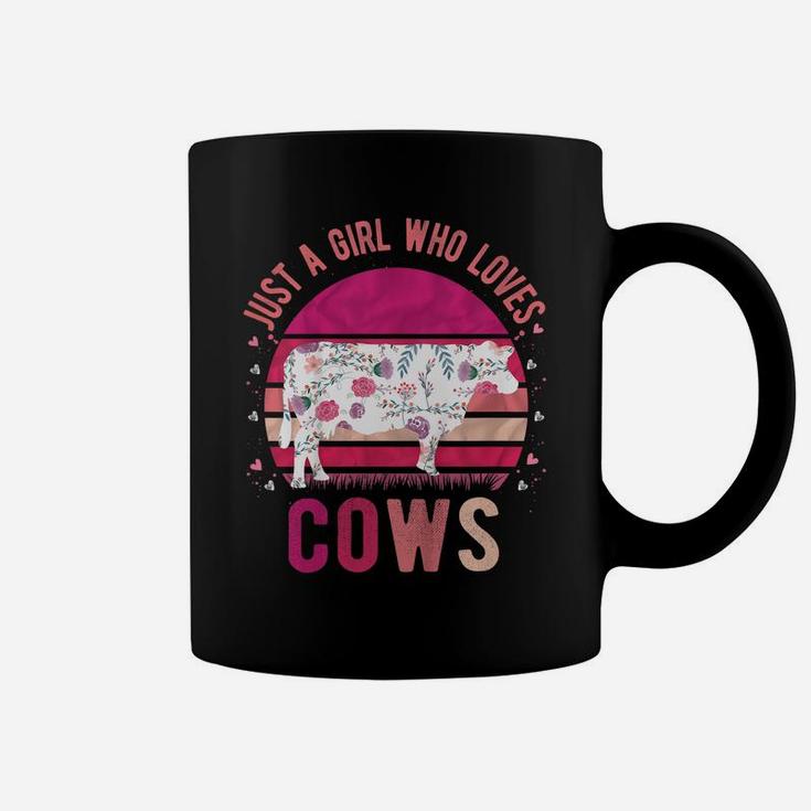 Kids Just A Girl Who Loves Cows Vintage Retro Gift Coffee Mug