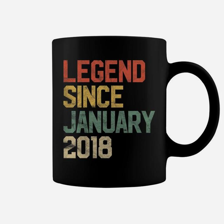 Kids Legend Since January 2018 3Rd Birthday Gift 3 Year Old Coffee Mug